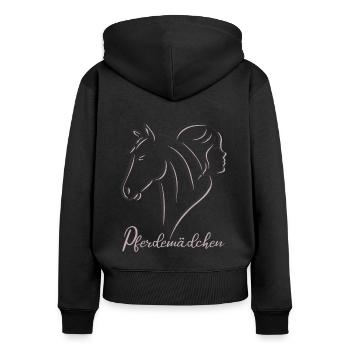 Pferdemädchen - Mädchen liebt Pferde - Frauen Premium Bio Zip Hoodie - Schwarz - Hinten - Julia (174cm)