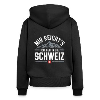 Schweiz Grüezi Berndeutsch Schweizer Flagge Swiss - Frauen Premium Bio Zip Hoodie - Schwarz - Hinten - Julia (174cm)