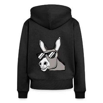 Donkey with Sunglasses Hausel Farm Animals Gift - Women's Premium Organic Zip Hoodie - black - Back - Julia (174cm)