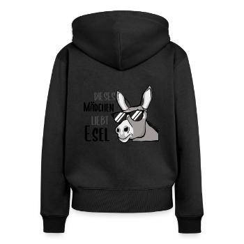 Esel Sonnenbrille Spruch Damen Mädchen Geschenk - Frauen Premium Bio Zip Hoodie - Schwarz - Hinten - Julia (174cm)