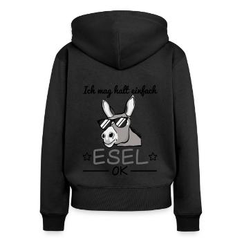 Esel Sonnenbrille Lustiger Spruch Geschenkidee - Frauen Premium Bio Zip Hoodie - Schwarz - Hinten - Julia (174cm)