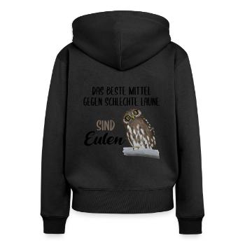 Eule Süßer Uhu Vogel Lustiger Spruch Geschenk - Frauen Premium Bio Zip Hoodie - Schwarz - Hinten - Julia (174cm)
