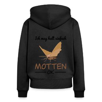 Motte Nachtfalter Spruch Insekten Geschenk - Frauen Premium Bio Zip Hoodie - Schwarz - Hinten - Julia (174cm)