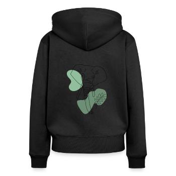 Elephant One Line Art Abstract Art Gift - Women's Premium Organic Zip Hoodie - black - Back - Julia (174cm)