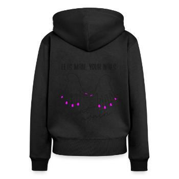 Nail Design Manucure Nail Design Dicton Cadeau - Sweat à capuche zippé Premium bio Femme - noir - Dos - Julia (174cm)