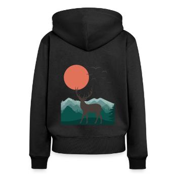 Mountains Landscape Nature Deer Deer Moose Gift - Women's Premium Organic Zip Hoodie - black - Back - Julia (174cm)