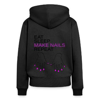 Nail Design Manucure Nail Design Dicton Cadeau - Sweat à capuche zippé Premium bio Femme - noir - Dos - Julia (174cm)