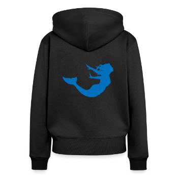 Sirène Dames Fille Cadeau Sirène - Sweat à capuche zippé Premium bio Femme - noir - Dos - Julia (174cm)