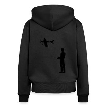 Modèle d’avion RC Volant Rétro Vintage Cadeau - Sweat à capuche zippé Premium bio Femme - noir - Dos - Julia (174cm)