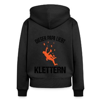 Kletterer Papa Spruch Kletterwand Geschenk - Frauen Premium Bio Zip Hoodie - Schwarz - Hinten - Julia (174cm)