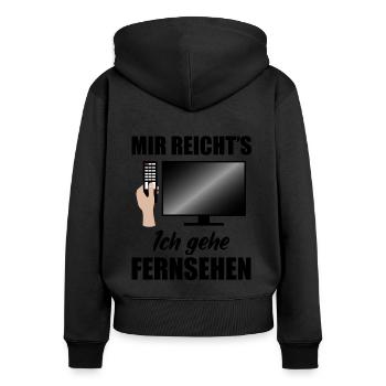 Fernsehen Fernseher TV Kino Filme Spruch Geschenk - Frauen Premium Bio Zip Hoodie - Schwarz - Hinten - Julia (174cm)