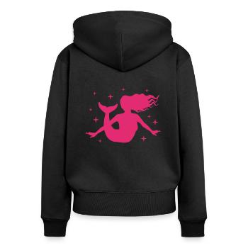 Sirène Femmes Fille Cadeau Sirène Étoiles - Sweat à capuche zippé Premium bio Femme - noir - Dos - Julia (174cm)