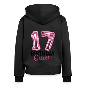 17 Jahre Geburtstag Geschenk Mädchen Ballons Print - Frauen Premium Bio Zip Hoodie - Schwarz - Hinten - Julia (174cm)
