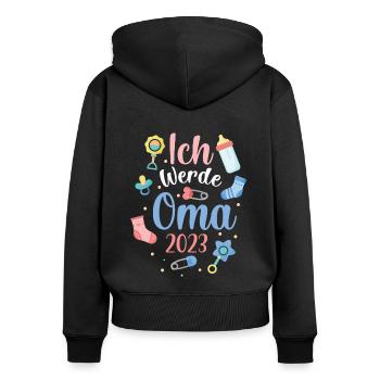 Ich Werde Oma 2023 süßes werdende Großmutter - Frauen Premium Bio Zip Hoodie - Schwarz - Hinten - Julia (174cm)