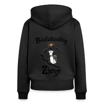 Bergziege - Frauen Premium Bio Zip Hoodie - Schwarz - Hinten - Julia (174cm)