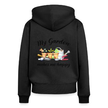 Garten Spruch Gärtner Hobbygärtner Geschenkidee - Frauen Premium Bio Zip Hoodie - Schwarz - Hinten - Julia (174cm)