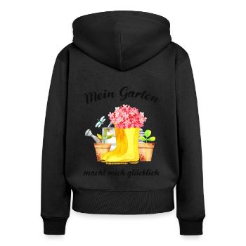 Garten Spruch Gärtner Hobbygärtner Geschenkidee - Frauen Premium Bio Zip Hoodie - Schwarz - Hinten - Julia (174cm)