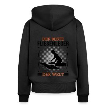 Fliesenleger Beruf Ausbildung Handwerker Geschenk - Frauen Premium Bio Zip Hoodie - Schwarz - Hinten - Julia (174cm)