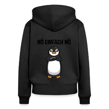 Pinguin Nö Einfach Nö Lustiger Spruch Geschenk - Frauen Premium Bio Zip Hoodie - Schwarz - Hinten - Julia (174cm)