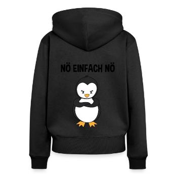 Pinguin Nö Einfach Nö Lustiger Spruch Geschenk - Frauen Premium Bio Zip Hoodie - Schwarz - Hinten - Julia (174cm)