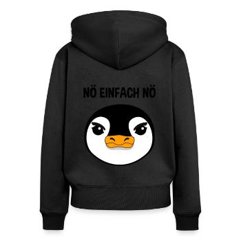 Pinguin Nö Einfach Nö Lustiger Spruch Geschenk - Frauen Premium Bio Zip Hoodie - Schwarz - Hinten - Julia (174cm)