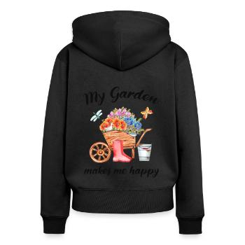 Garten Spruch Gärtner Hobbygärtner Geschenkidee - Frauen Premium Bio Zip Hoodie - Schwarz - Hinten - Julia (174cm)