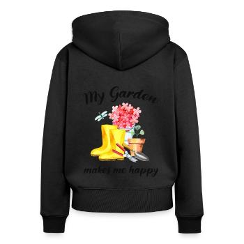 Garten Spruch Gärtner Hobbygärtner Geschenkidee - Frauen Premium Bio Zip Hoodie - Schwarz - Hinten - Julia (174cm)