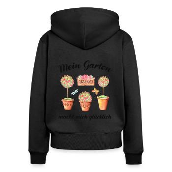 Garten Spruch Gärtner Hobbygärtner Geschenkidee - Frauen Premium Bio Zip Hoodie - Schwarz - Hinten - Julia (174cm)