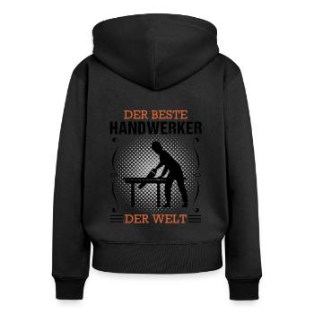 Handwerker Handwerk Beruf Ausbildung Geschenk - Frauen Premium Bio Zip Hoodie - Schwarz - Hinten - Julia (174cm)