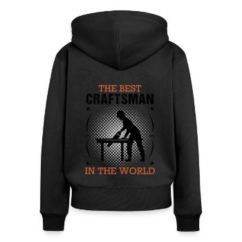 Handwerker Handwerk Beruf Ausbildung Geschenk - Frauen Premium Bio Zip Hoodie - Schwarz - Hinten - Julia (174cm)