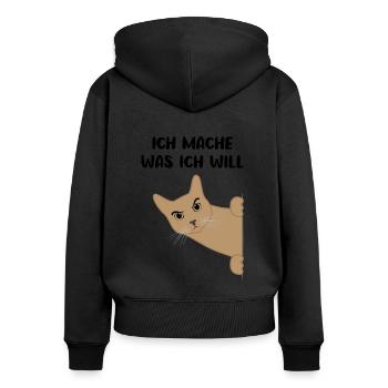 Katze Freches Kätzchen Lustiger Spruch Geschenk - Frauen Premium Bio Zip Hoodie - Schwarz - Hinten - Julia (174cm)
