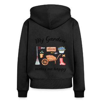 Garten Spruch Gärtner Hobbygärtner Geschenkidee - Frauen Premium Bio Zip Hoodie - Schwarz - Hinten - Julia (174cm)