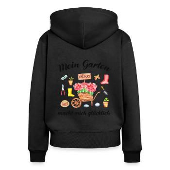 Garten Spruch Gärtner Hobbygärtner Geschenkidee - Frauen Premium Bio Zip Hoodie - Schwarz - Hinten - Julia (174cm)