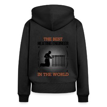 Ingénieur chauffagiste Profession Artisan sanitaire Cadeau - Sweat à capuche zippé Premium bio Femme - noir - Dos - Julia (174cm)