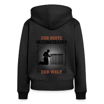 Heizungsbauer Beruf Sanitär Handwerker Geschenk - Frauen Premium Bio Zip Hoodie - Schwarz - Hinten - Julia (174cm)