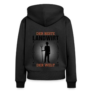 Landwirt Bauer Beruf Landwirtschaft Geschenk - Frauen Premium Bio Zip Hoodie - Schwarz - Hinten - Julia (174cm)