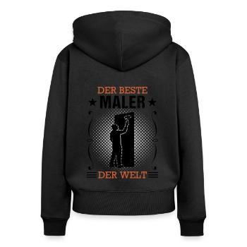 Maler Beruf Ausbildung Lackierer Geschenk - Frauen Premium Bio Zip Hoodie - Schwarz - Hinten - Julia (174cm)