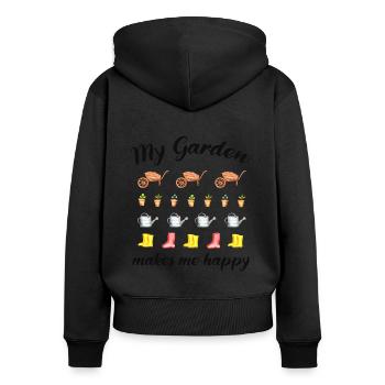 Garten Spruch Gärtner Hobbygärtner Geschenkidee - Frauen Premium Bio Zip Hoodie - Schwarz - Hinten - Julia (174cm)