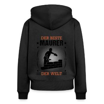 Maurer Bauhandwerker Beruf Ausbildung Geschenk - Frauen Premium Bio Zip Hoodie - Schwarz - Hinten - Julia (174cm)