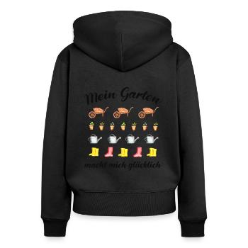Garten Spruch Gärtner Hobbygärtner Geschenkidee - Frauen Premium Bio Zip Hoodie - Schwarz - Hinten - Julia (174cm)