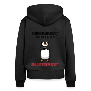 Pinguin Sarkastischer Spruch Lustiges Geschenk - Frauen Premium Bio Zip Hoodie - Schwarz - Hinten - Julia (174cm)