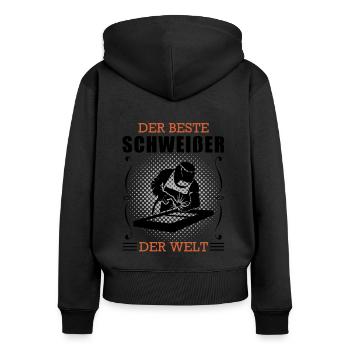 Schweißer Beruf Schweißgerät Handwerker Geschenk - Frauen Premium Bio Zip Hoodie - Schwarz - Hinten - Julia (174cm)