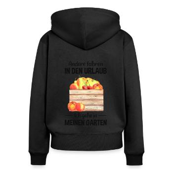 Garten Urlaub Lustiger Spruch Gärtner Geschenkidee - Frauen Premium Bio Zip Hoodie - Schwarz - Hinten - Julia (174cm)