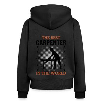 Tischler Beruf Schreiner Handwerker Geschenk - Frauen Premium Bio Zip Hoodie - Schwarz - Hinten - Julia (174cm)