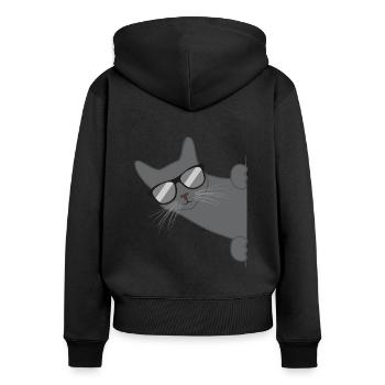 Cat With Sunglasses Funny Kitten Gift - Women's Premium Organic Zip Hoodie - black - Back - Julia (174cm)