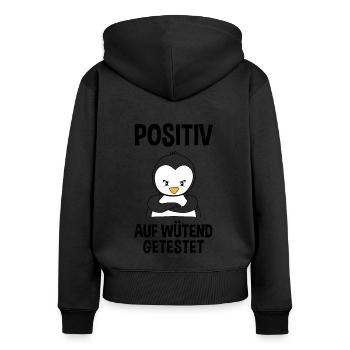 Wütender Pinguin Lustiger Spruch Geschenk - Frauen Premium Bio Zip Hoodie - Schwarz - Hinten - Julia (174cm)