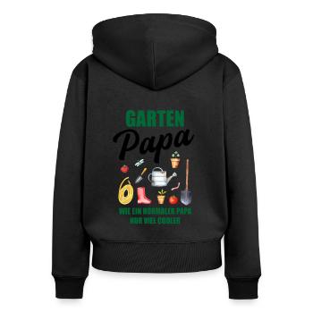 Garten Papa Lustiger Spruch Geschenk Herren - Frauen Premium Bio Zip Hoodie - Schwarz - Hinten - Julia (174cm)