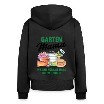 Garten Mama Lustiger Spruch Geschenk Damen - Frauen Premium Bio Zip Hoodie - Schwarz - Hinten - Julia (174cm)