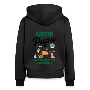 Garten Papa Lustiger Spruch Geschenk Herren - Frauen Premium Bio Zip Hoodie - Schwarz - Hinten - Julia (174cm)