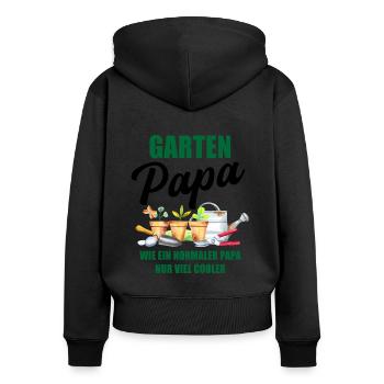 Garten Papa Lustiger Spruch Geschenk Herren - Frauen Premium Bio Zip Hoodie - Schwarz - Hinten - Julia (174cm)